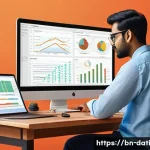 모델 학습 최적화를 위한 베스트 프랙티스 - A detailed, vibrant illustration of a data scientist’s workspace focused on Bengali language data pr...