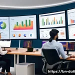 Home 20 데이터 시각화 도구 비교 및 활용법 - A professional workspace scene featuring a diverse group of Bengali data analysts collaborating arou...