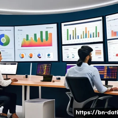 Home 32 데이터 시각화 도구 비교 및 활용법 - A professional workspace scene featuring a diverse group of Bengali data analysts collaborating arou...
