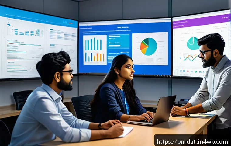 데이터 과학 프로젝트에서의 역할 분담 방법 - A diverse team of Bengali data scientists working collaboratively in a modern office setting, each m...