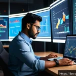 Home 18 데이터 과학에서의 사용자 경험 최적화 - A detailed digital illustration of a data scientist analyzing vast user behavior data on multiple la...