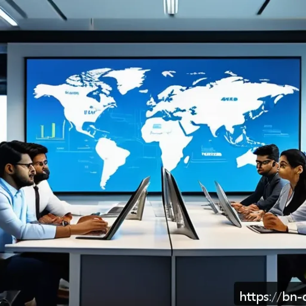 효율적인 데이터 통합 및 관리 방법 - A detailed and vibrant office scene showing a diverse team of Bengali professionals collaborating ar...